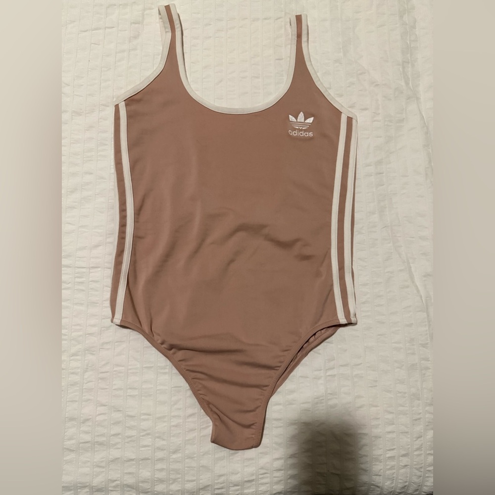 Adidas Mauve Unitard with White Stripes